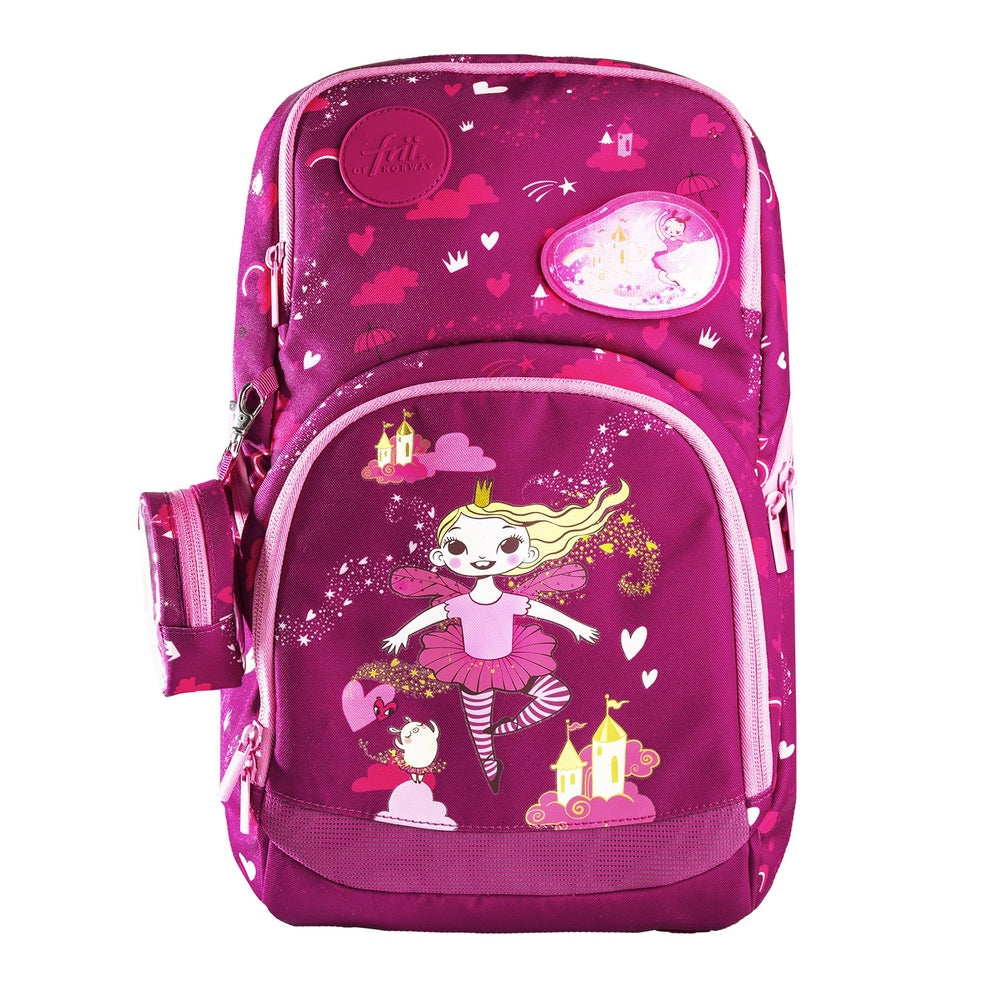 Frii of Norway school backpack pink ballerina design, expandable 20-25L kids bag