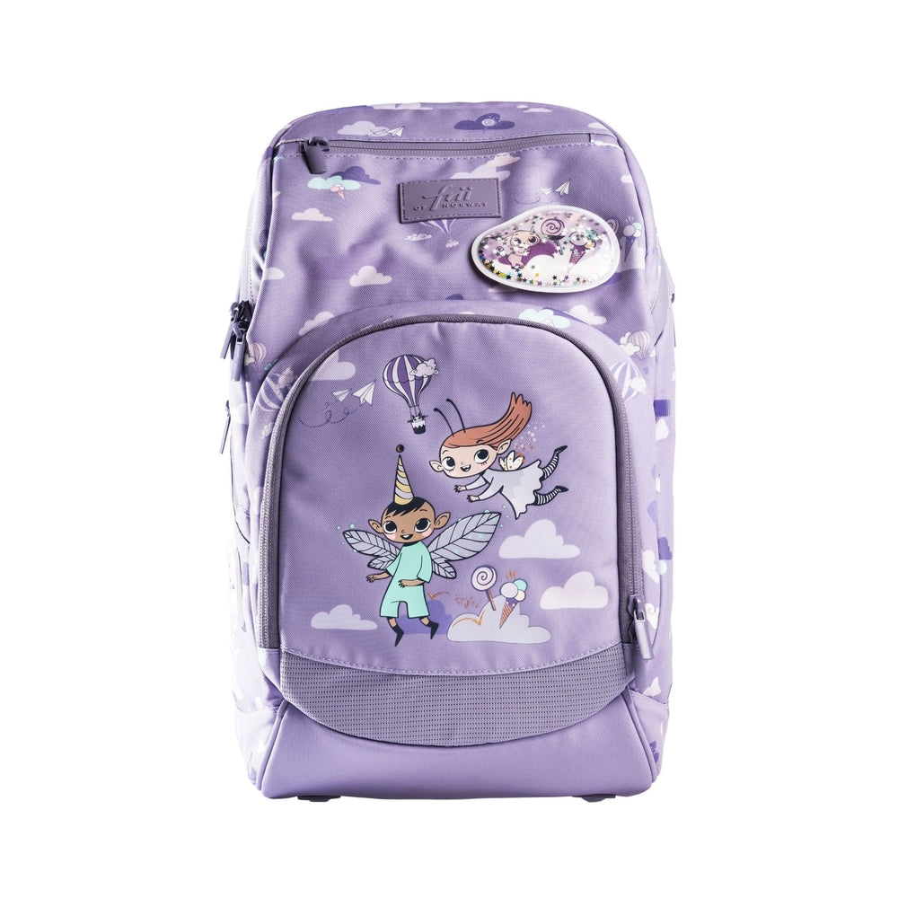 Frii of Norway school backpack 20-25L purple with fairy characters and cloud print
