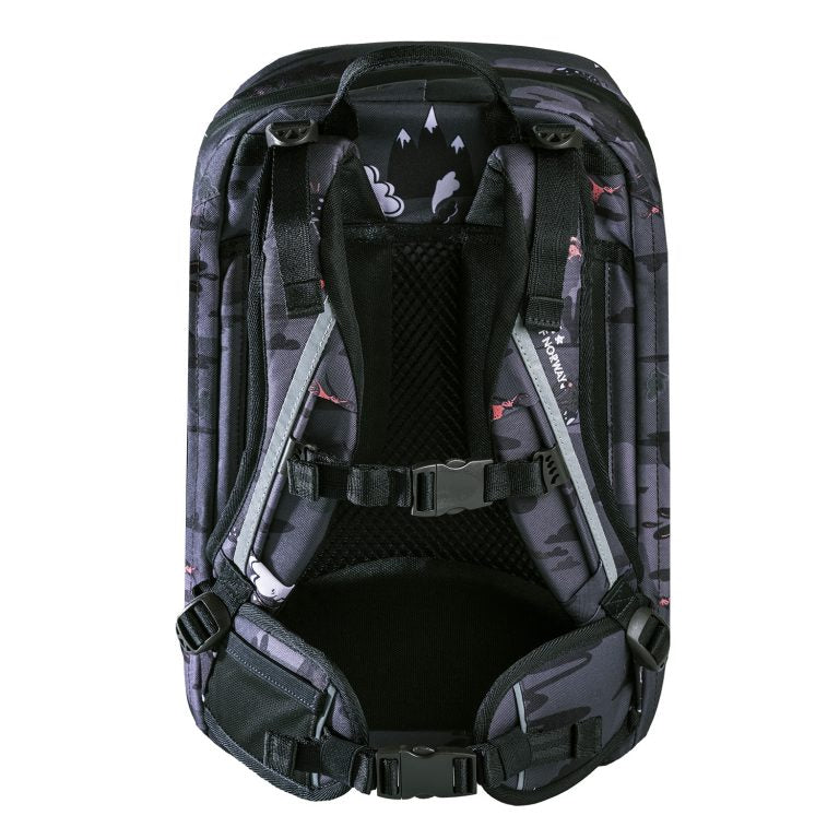 Backpack Frii Of Norway Dino Black 20-25L with padded mesh back and adjustable shoulder straps