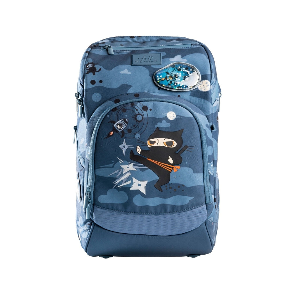 Frii Of Norway ninja backpack with blue space print, expandable 22-25L and front pocket