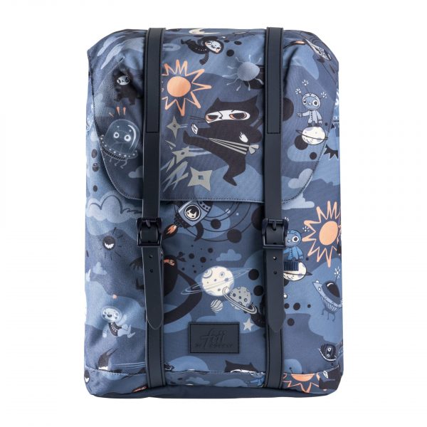Frii of Norway Ninja retro 22L backpack in blue with black adjustable straps