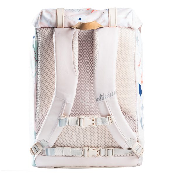 Frii Of Norway Flower Bunny 30L school backpack with pink padded straps and breathable mesh back