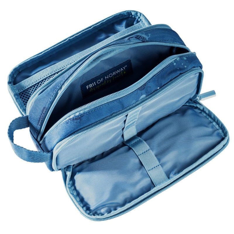 Frii Of Norway 3-layer Ninja blue pencil case with multiple zip compartments and interior pockets