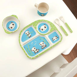 Funkins Five Piece Children's Bamboo Dish Set Pandas