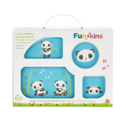 Funkins Five Piece Children's Bamboo Dish Set Pandas