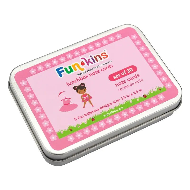 Funkins Lunchbox Note Cards in Pink Tin with floral border