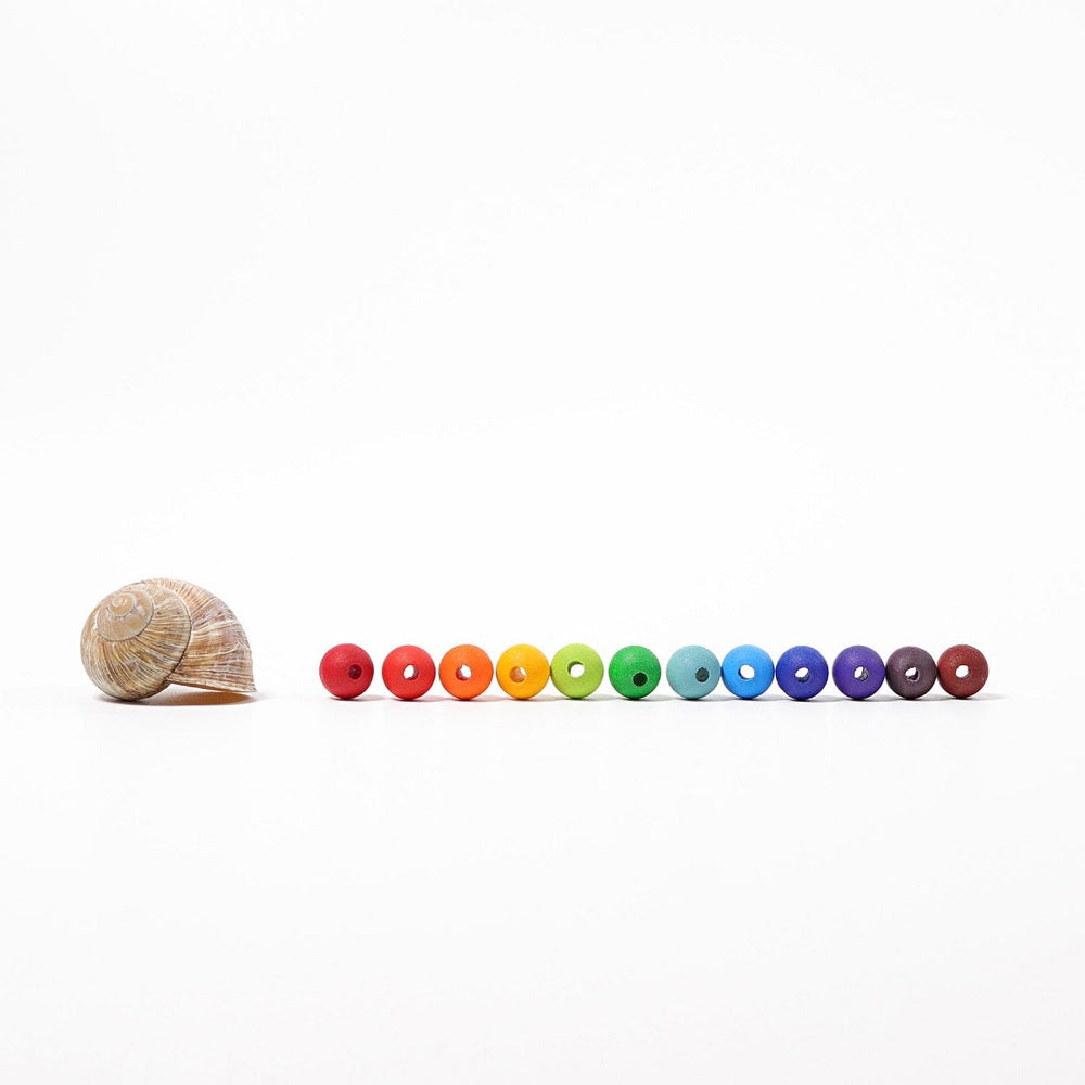 Grimm's wooden beads 120pc rainbow color set for building toys