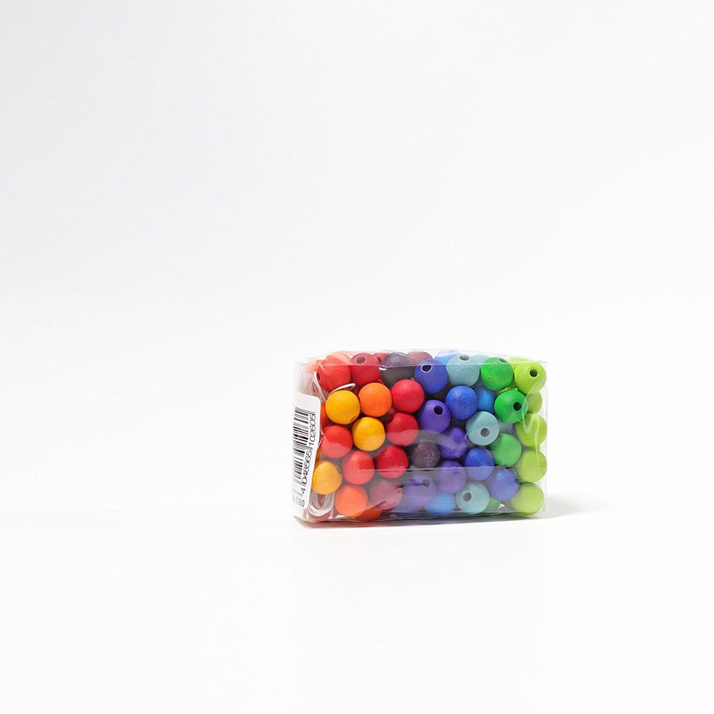 Grimm's wooden beads 120pc set in 12 colors in a clear bag, GRIMM'S