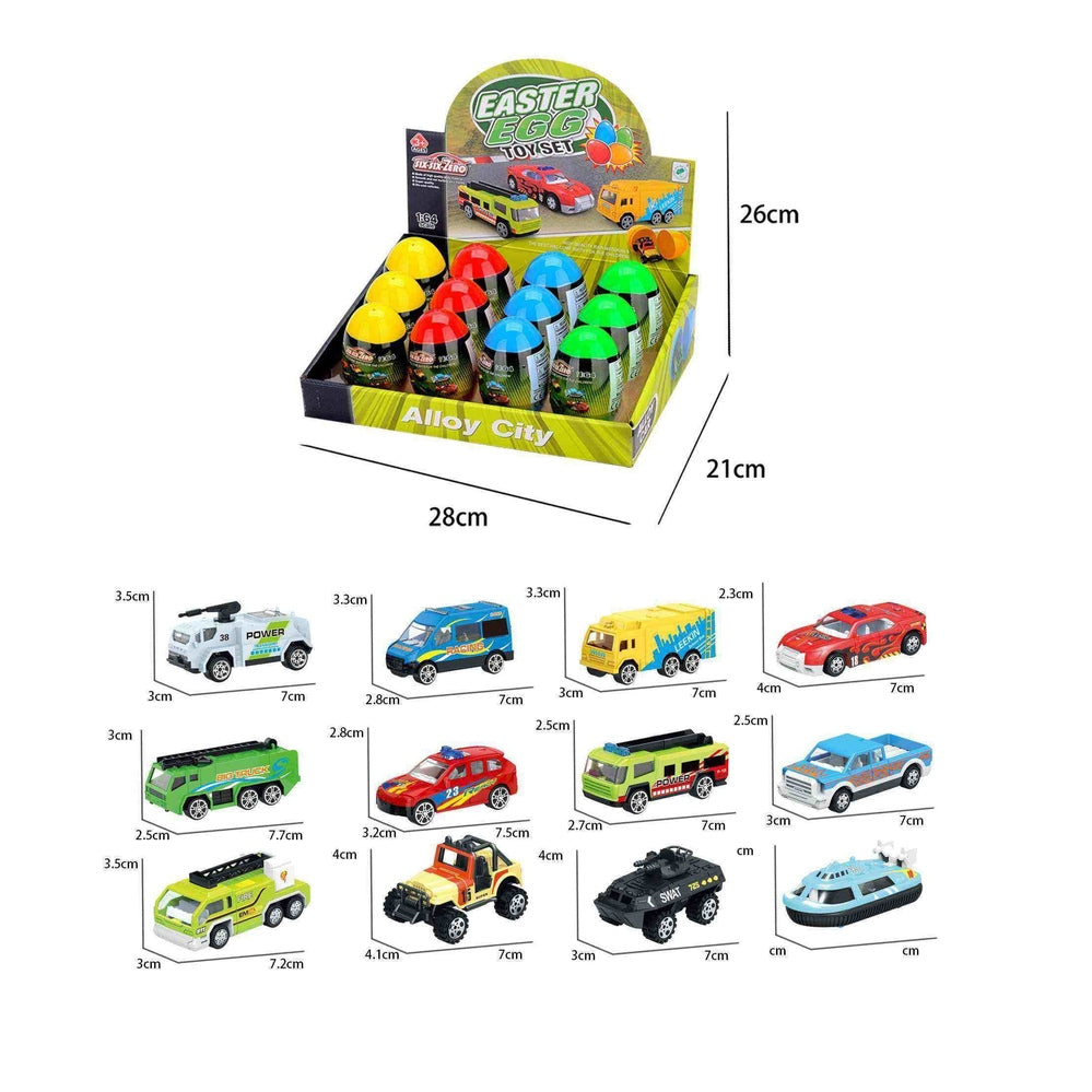 Handsome Toys Blind Box City toy set with 12 colorful Easter egg capsules and miniature toy cars