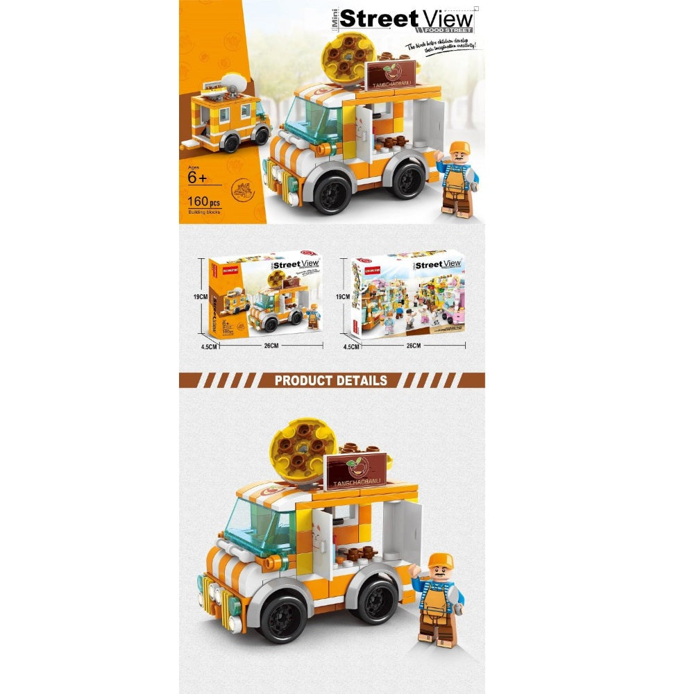 Handsome Toys Roasted Chestnut Stall building blocks set, 160 pcs, orange and white