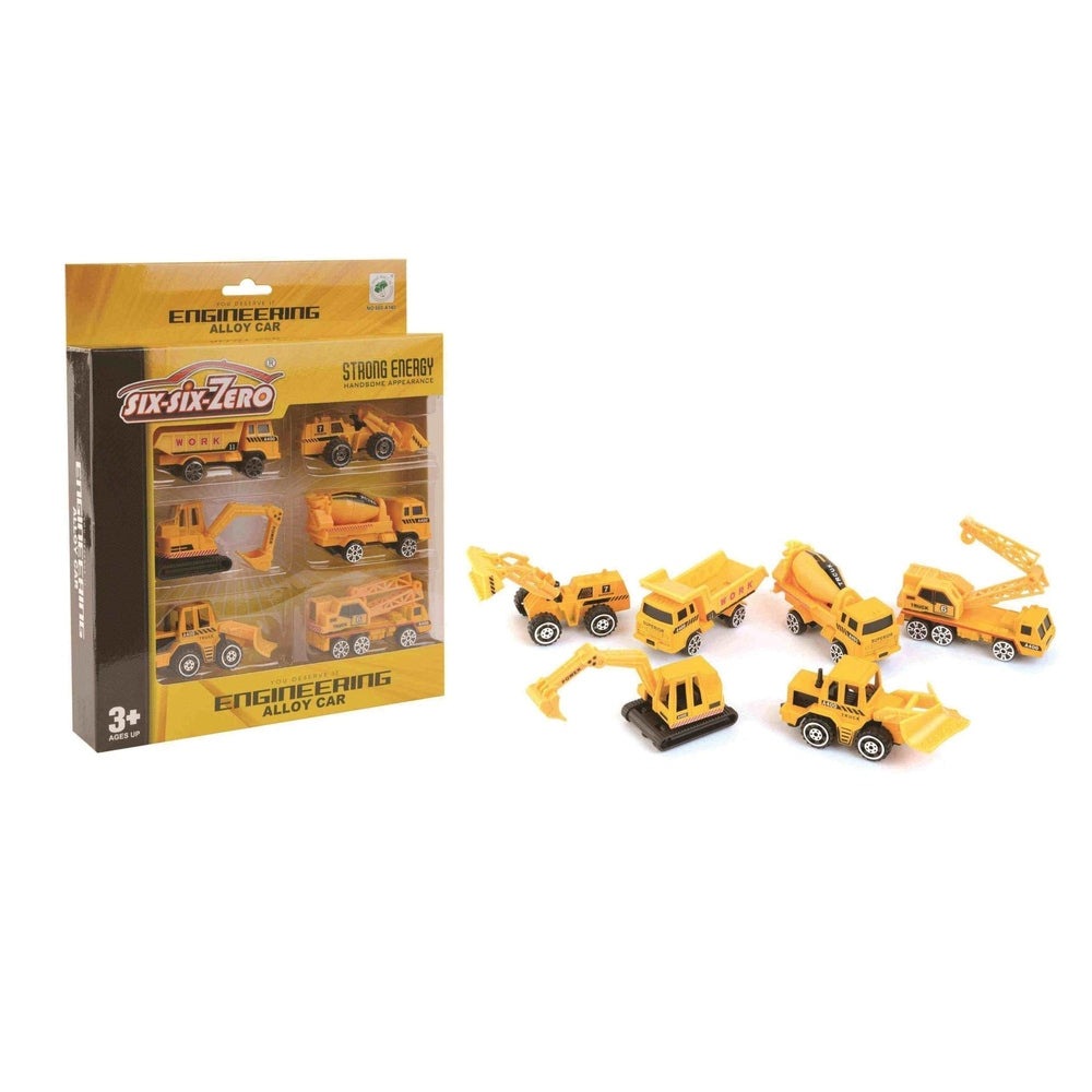 Handsome Construction Car Set 6pcs - yellow toy construction vehicles in boxed set by HANDSOME TOYS