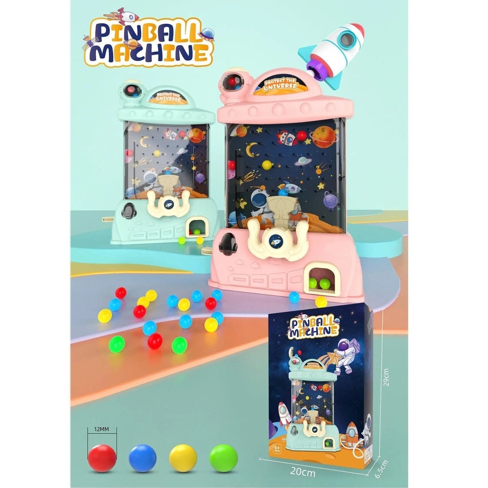 Handsome Starry Sky Pinball Machine pair by Handsome Toys, pastel mint and pink with space-themed playfields and scattered balls.