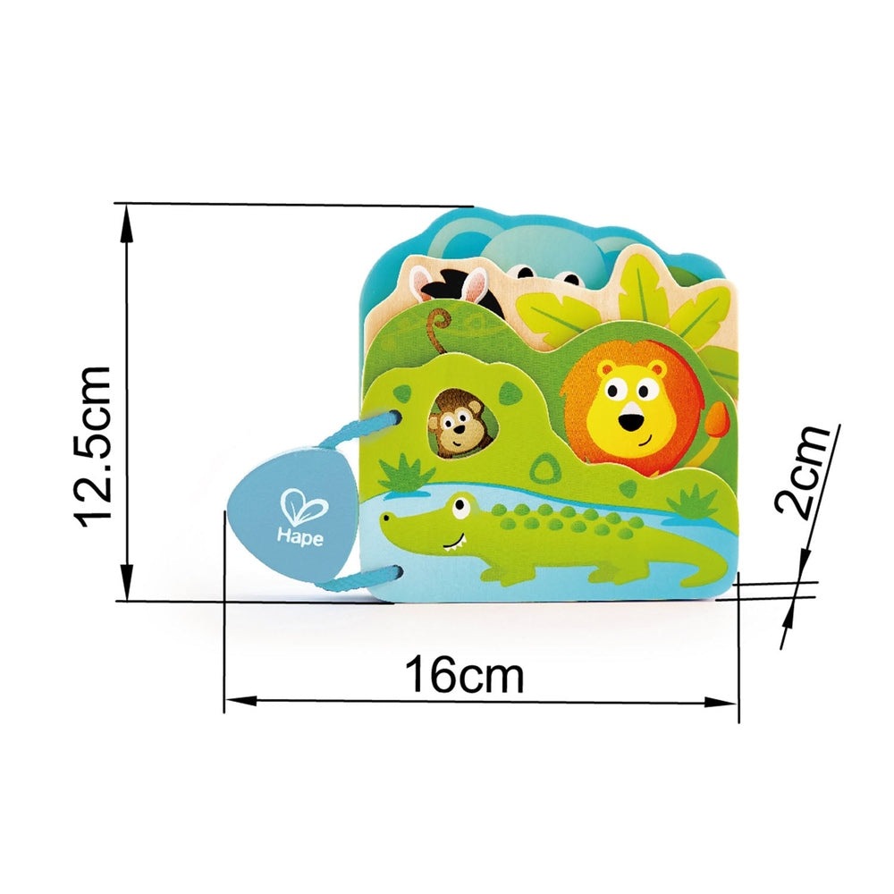 Hape Baby's Wild Animal Book 1pc, soft fabric board book with colorful jungle animals