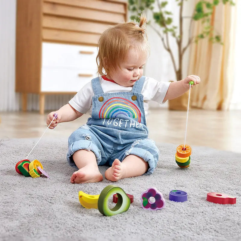 Hape Caterpillar Fruit Feast Set: colorful stackable fruit rings for toddlers