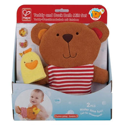 Hape Teddy And Duck Bath Mitt Set