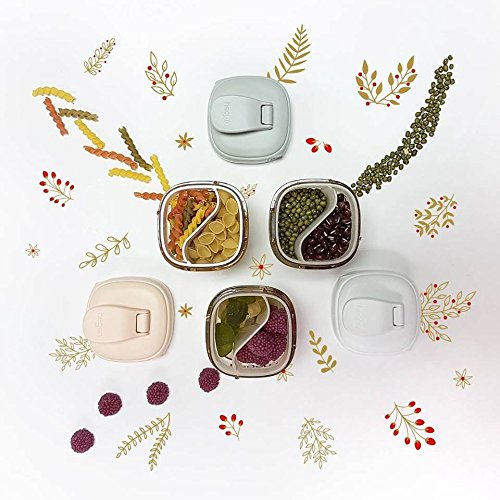 Hegen Food Storage Converter: four stackable baby feeding containers with beige, white, and gray lids (HEGEN).