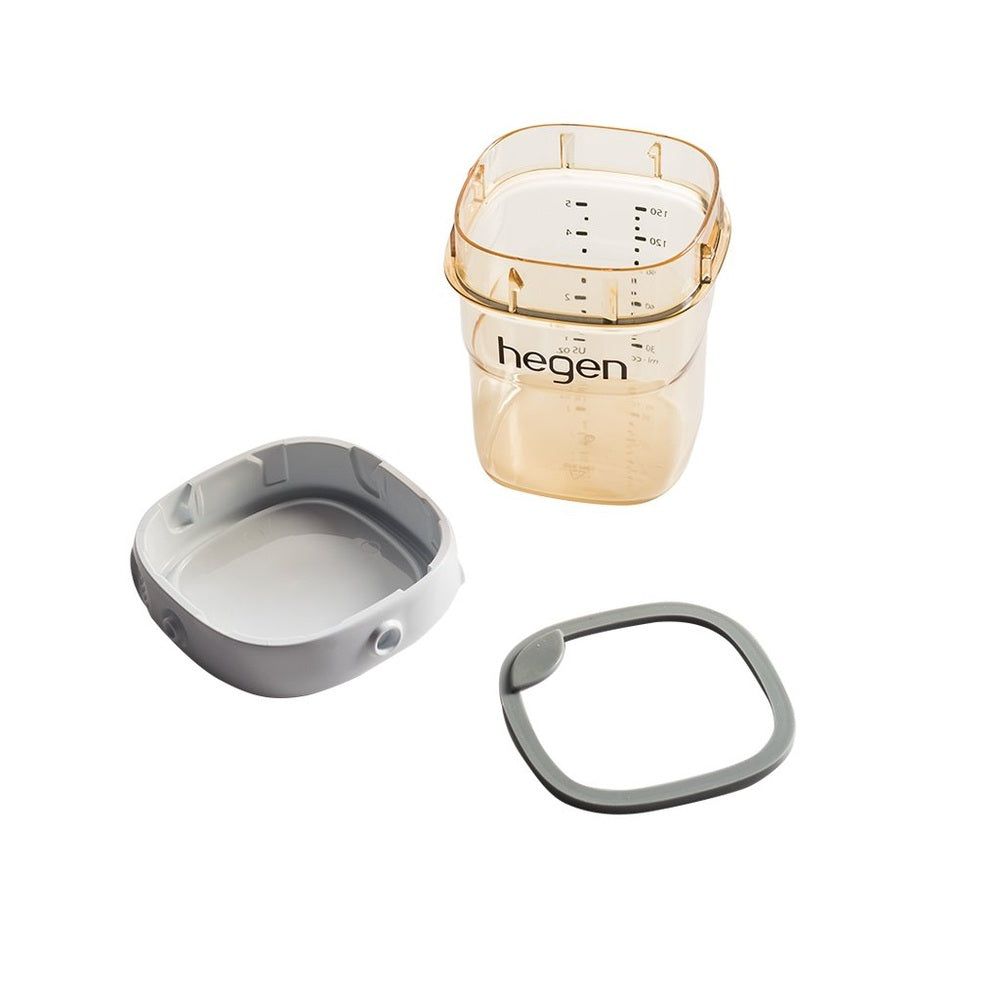 Hegen PCTO PPSU breast milk storage set, 150 ml, amber container with grey cap and ring (3 pieces)