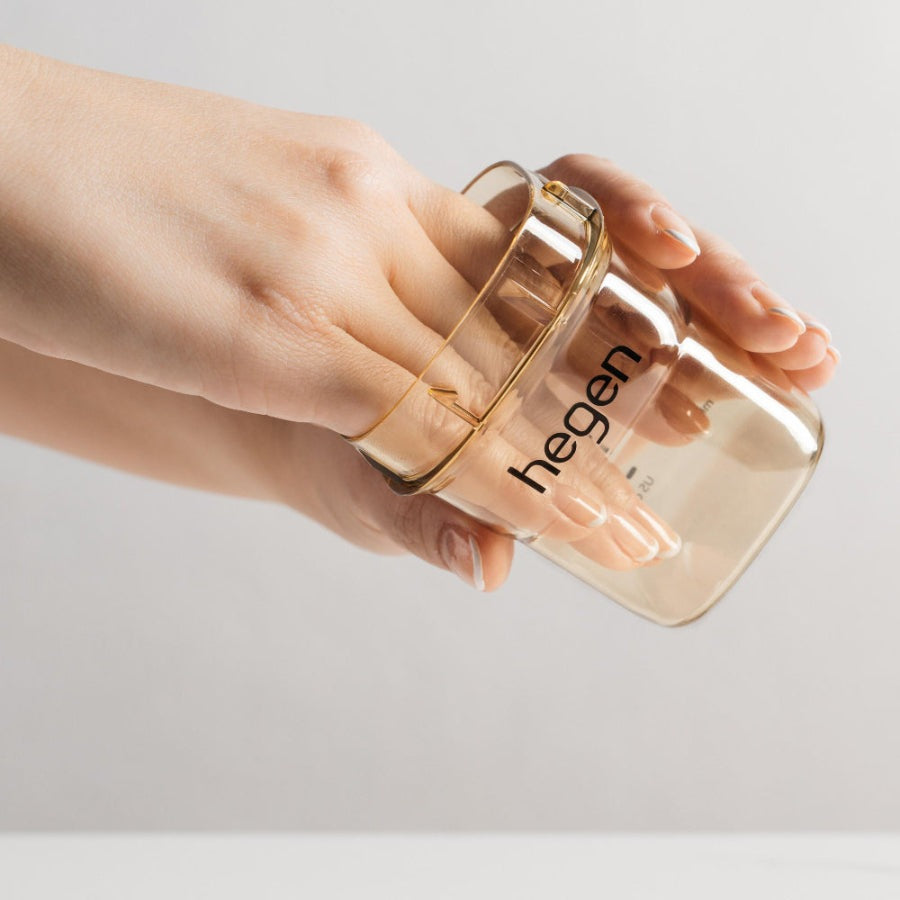Hegen PCTO PPSU breast milk storage bottle, 150 ml (5 oz), clear with gold-tone ring