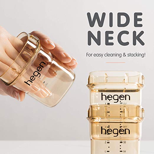 Hegen PCTO PPSU breast milk storage bottles by HEGEN, 150 ml (5 oz), 4-pack with clear bodies and gold lids