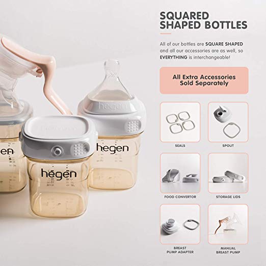 Hegen PCTO PPSU breast milk storage bottles 150 ml (5 oz), clear with white lids, four-pack