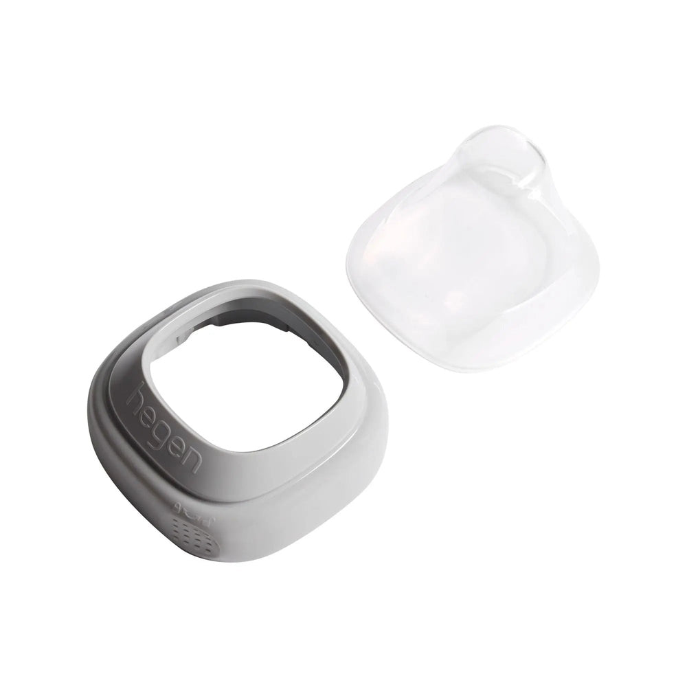 Hegen PCTO Collar And Transparent Cover in gray, lid removed beside the collar to show easy assembly.