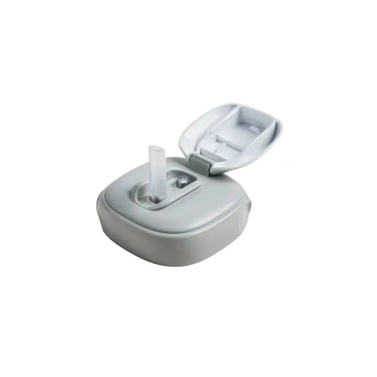 Hegen PCTO Straw Spout cap accessory in white/gray with flip-up lid revealing the straw.