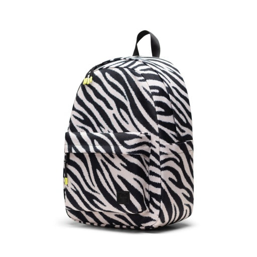 Herschel Classic Backpack in Zebra, three-quarter side view.
