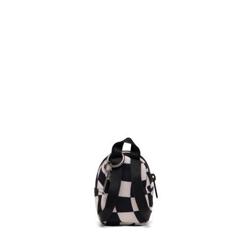 Herschel Classic Backpack Bag Charm in Warp Check, rear view.