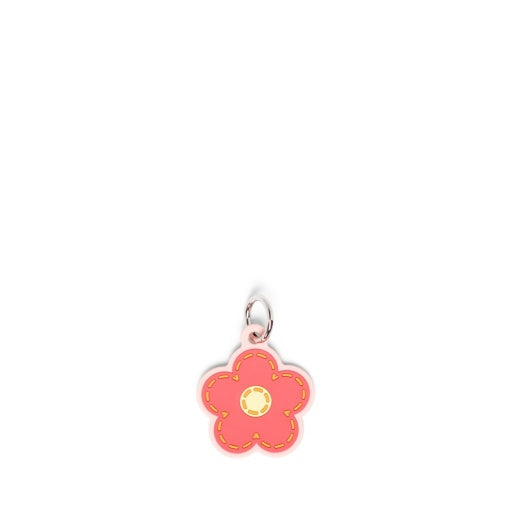 Herschel Daisy Bag Charm in Pink Daisy, front view.