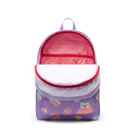 Herschel Heritage Youth Backpack in Cakes, open main compartment view.