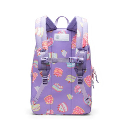 Herschel Heritage Youth Backpack in Cakes, rear view with shoulder straps.