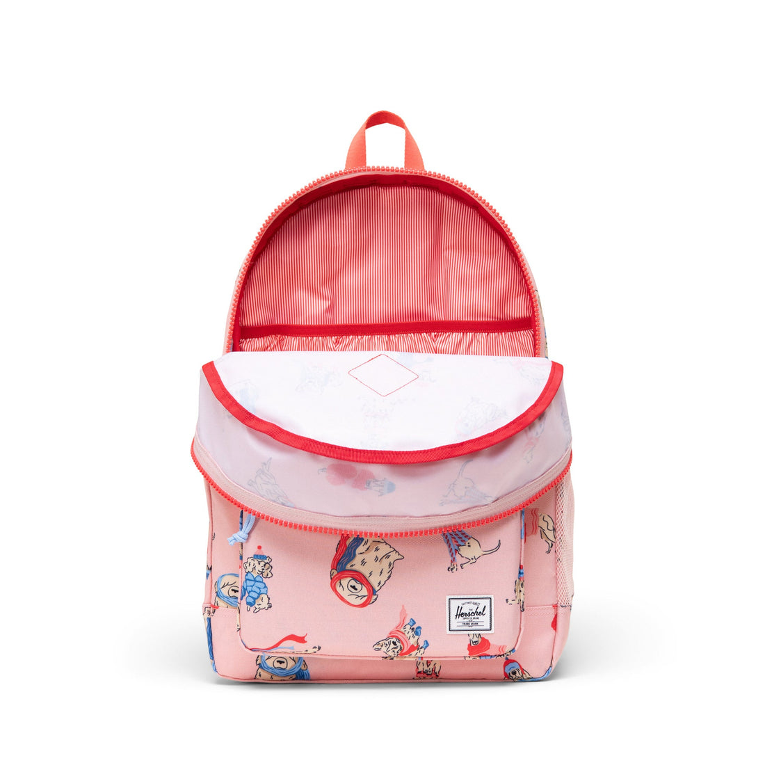 Herschel Heritage Youth Backpack in Fashion Dogs, open main compartment view.
