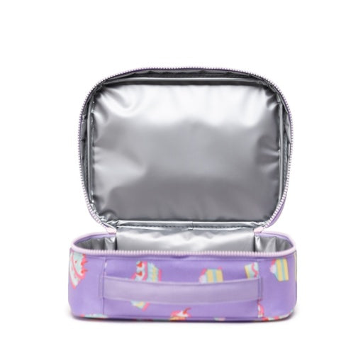 Herschel Pop Quiz Lunch Box Little Herschel in Cakes, open insulated interior view.