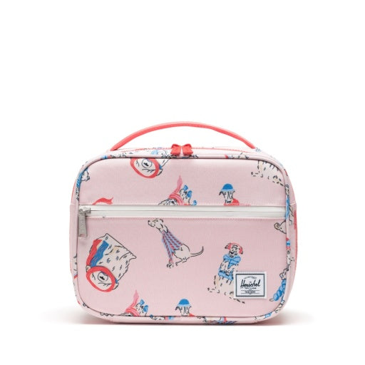 Herschel Pop Quiz Lunch Box Little Herschel in Fashion Dogs, front view.