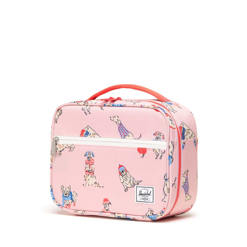Herschel Pop Quiz Lunch Box Little Herschel in Fashion Dogs, three-quarter side view.