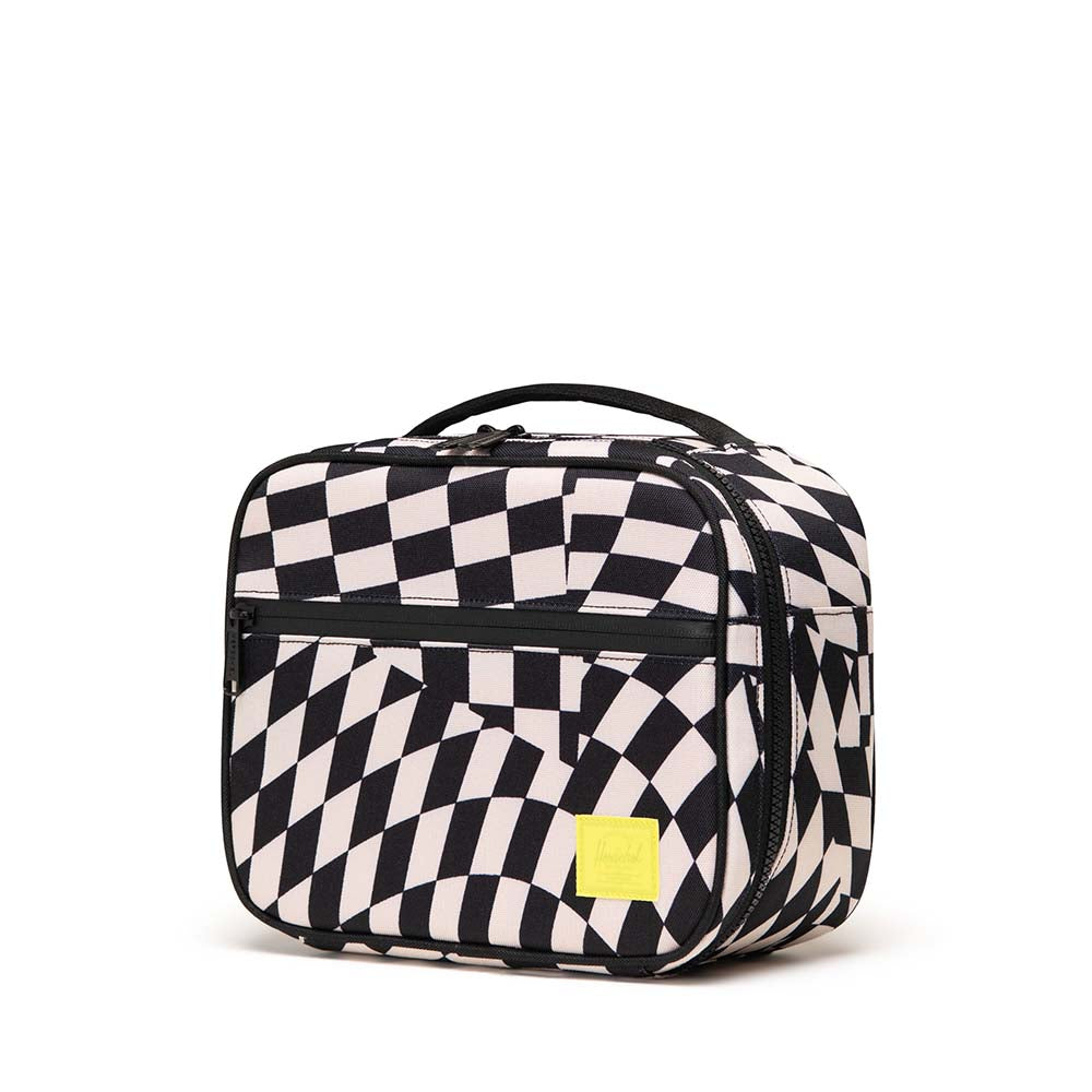 Herschel Pop Quiz Lunch Box Little Herschel in Warp Check, three-quarter side view.