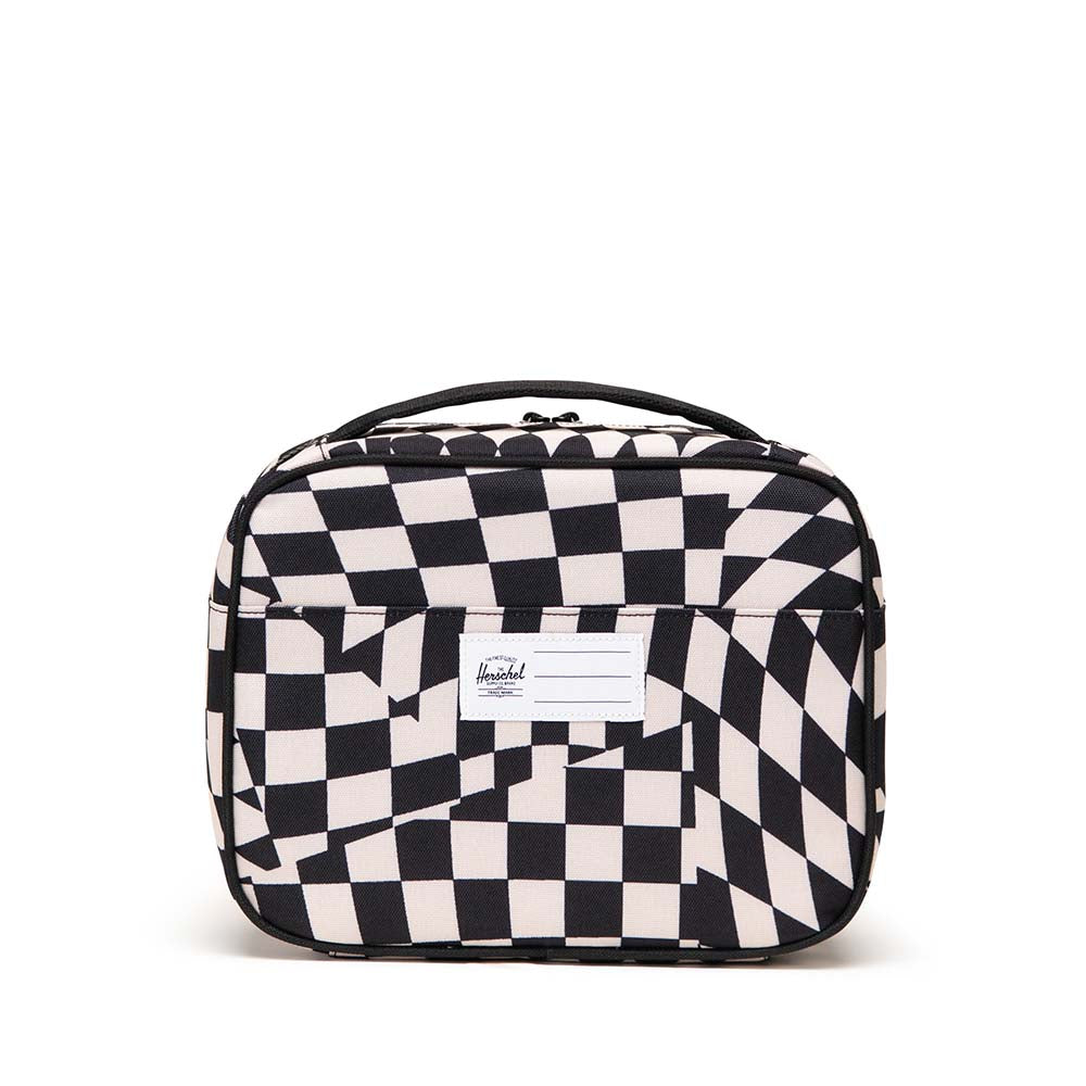 Herschel Pop Quiz Lunch Box Little Herschel in Warp Check, rear view with name label.