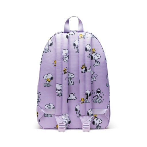Herschel x Peanuts Classic XL Backpack in Snoopy and Woodstock Pastel Lc, rear view with shoulder straps.