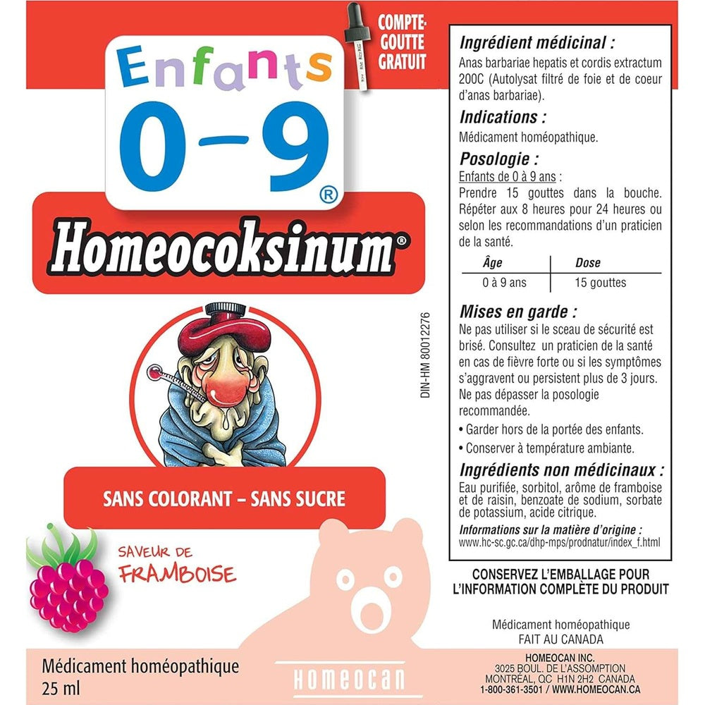 Homeocan Homeocoksinum Kids 0-9 Flu Buster raspberry flavor 25 ml bottle