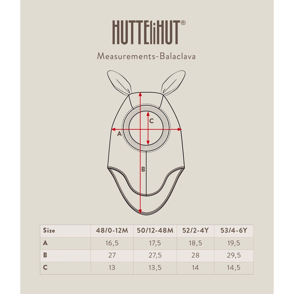Huttelihut balaclava hood for babies in brown sand melange wool with ear coverage