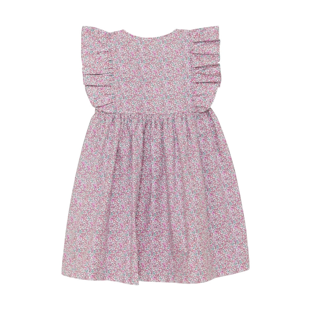 HUTTELIHUT Huttelihut Dress in Liberty Fabric Plumeria ruffled cap sleeves with elastic gathered waist img 5/6