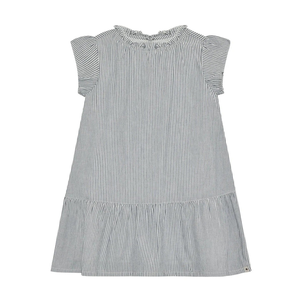 HUTTELIHUT Huttelihut Dress Stripe Bering Sea ruffled neckline with flutter sleeves and tiered drop waist img 2/4