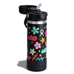 Hydro Flask Kids 18 oz Wide Mouth Bottle With Covered Straw Cap And Boot