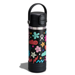 Hydro Flask Kids 18 oz Wide Mouth Bottle With Covered Straw Cap And Boot