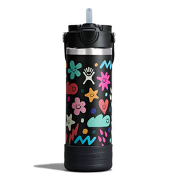 Hydro Flask Kids 18 oz Wide Mouth Bottle With Covered Straw Cap And Boot