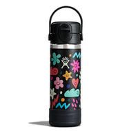 Hydro Flask Kids 18 oz Wide Mouth Bottle With Covered Straw Cap And Boot