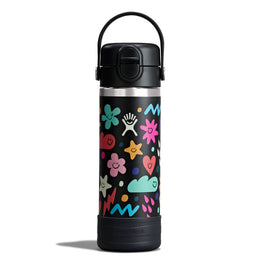 Hydro Flask Kids 18 oz Wide Mouth Bottle With Covered Straw Cap And Boot
