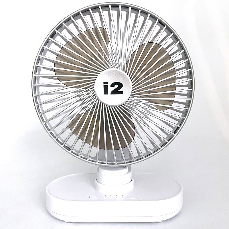 I2 tabletop fan silver, 4-speed lithium battery powered desk fan