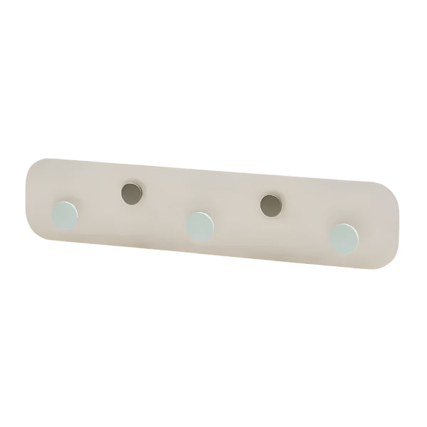 Iloom Cabin Hanging Hanger, white wall-mounted rack with four circular hooks ready to hang baby items.