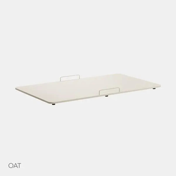 Iloom Cabin Lower Bed in oat finish, toddler bed; low platform with side handles visible.